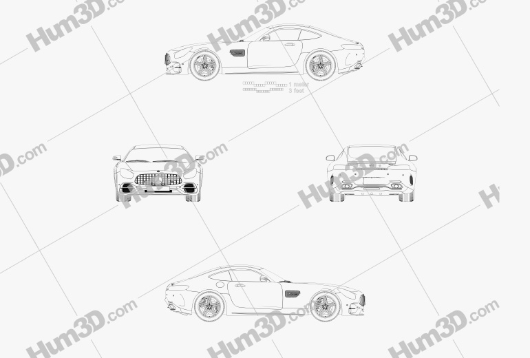 Mercedes-Benz AMG GT C 쿠페 2019 도면