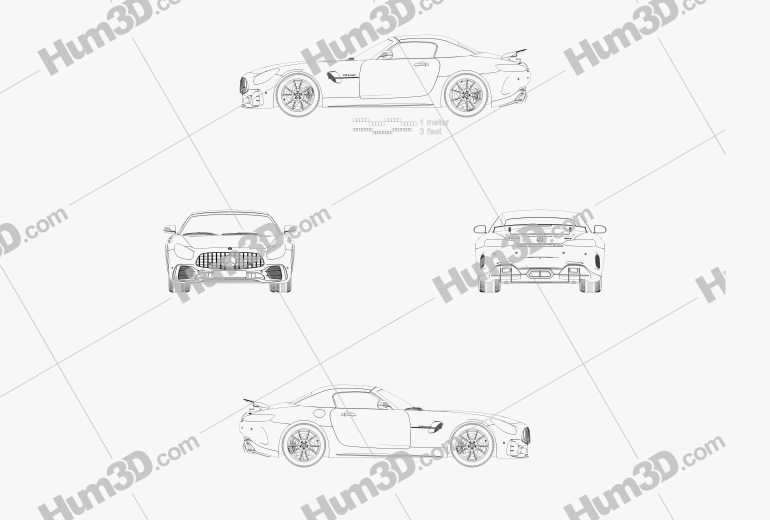 Mercedes-Benz AMG GT R Родстер 2019 Креслення