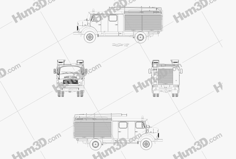 Mercedes-Benz LAF 1113 B Fire Truck 1980 Blueprint