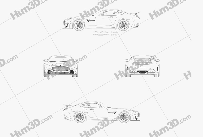Mercedes-Benz AMG GT4 2021 ブループリント