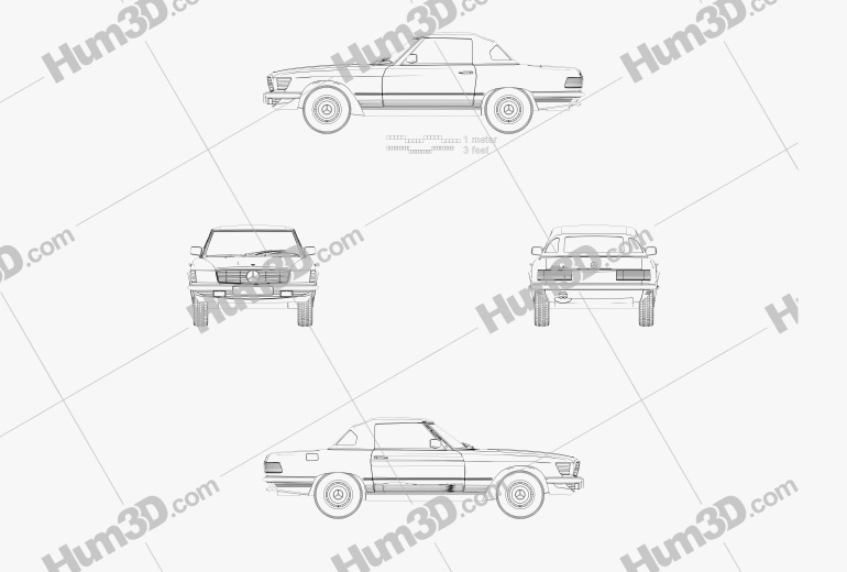 Mercedes-Benz Clase SL descapotable 1974 Blueprint