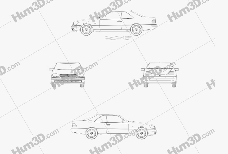 Mercedes-Benz Classe CL 1998 Blueprint