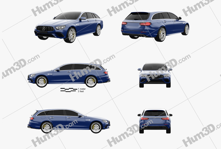 Mercedes-Benz E-class estate AMG S 2020 Blueprint Template