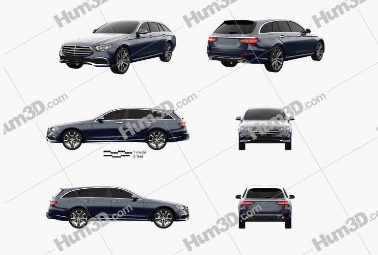 Mercedes-Benz E-class estate de 2020 Blueprint Template