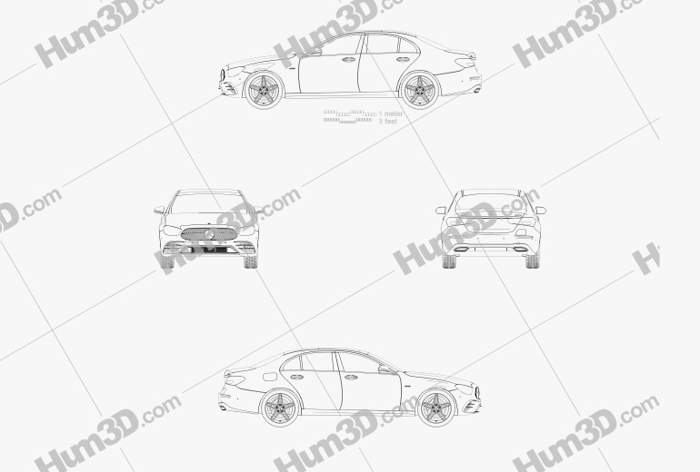 Mercedes-Benz E-Клас Седан e AMG Line 2020 Креслення