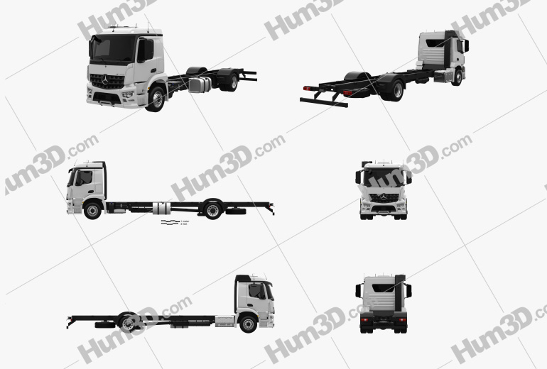 Mercedes-Benz Actros Classic Space M-cab Chassis Truck 2-axle 2022 Blueprint Template