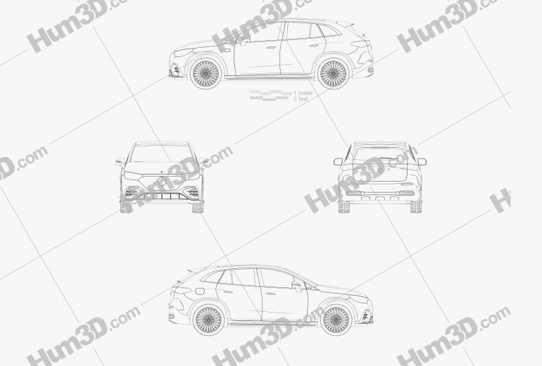 Mercedes-Benz EQE SUV AMG Line 2023 Чертеж