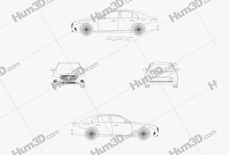 Mercedes-Benz Classe E Berlina e Avantgarde Line 2024 Blueprint