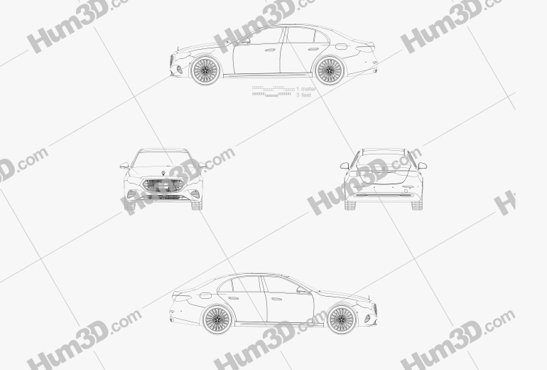 Mercedes-Benz Clase E Sedán e Exclusive Line 2024 Blueprint