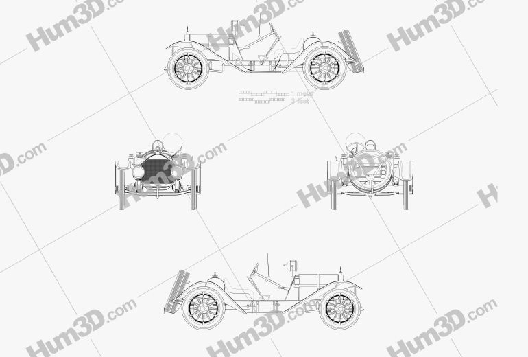 Mercer 35R Raceabout 1910 Blueprint