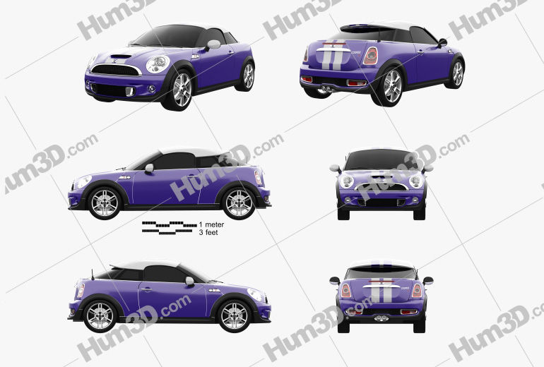 Mini Cooper S coupe 2013 Blueprint Template