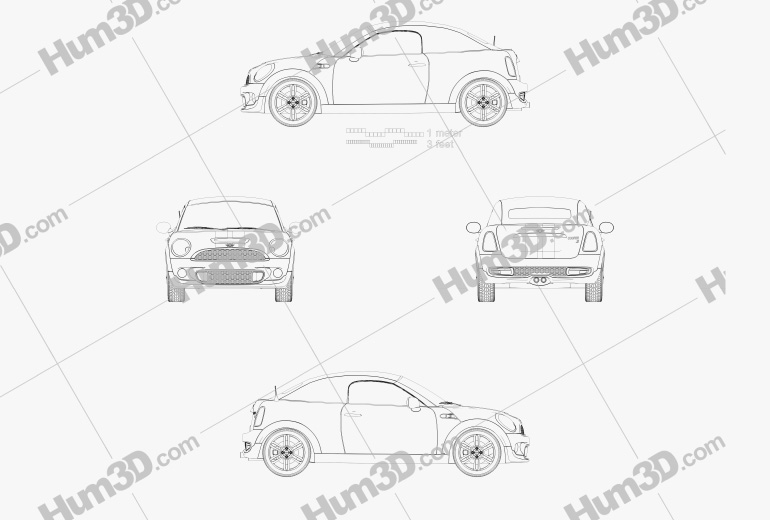 Mini Cooper S 로드스터 2013 테크니컬 드로잉