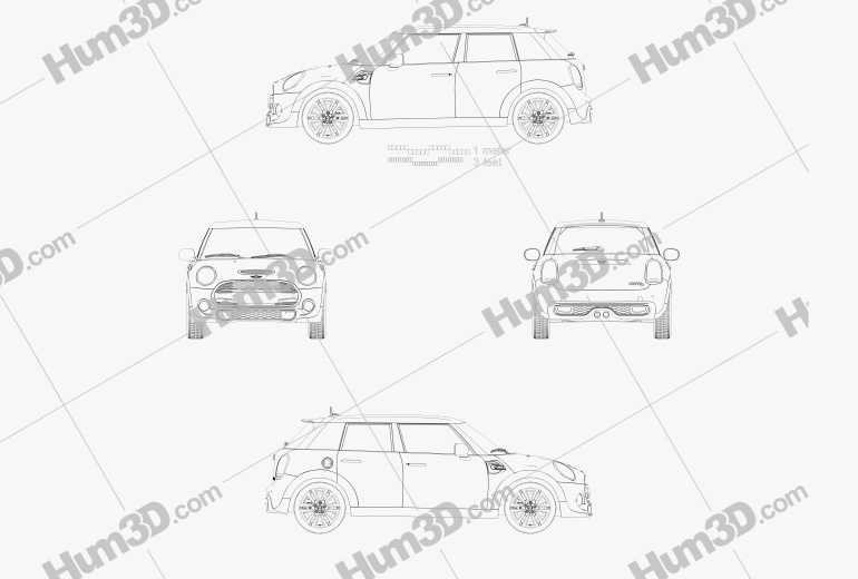 Mini Cooper S Seven (F56) 5 portas 2016 Blueprint