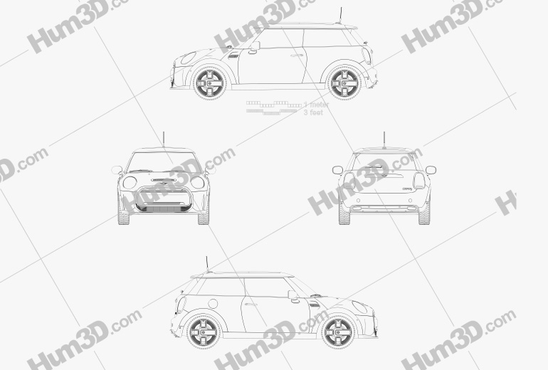 Mini Cooper SE hardtop 2021 Blueprint
