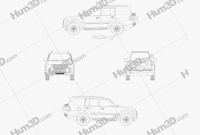 Mitsubishi Pajero (Montero) Wagon 2014 Blueprint