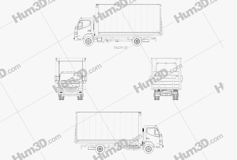 Mitsubishi Fuso Box Truck 2016 Blueprint
