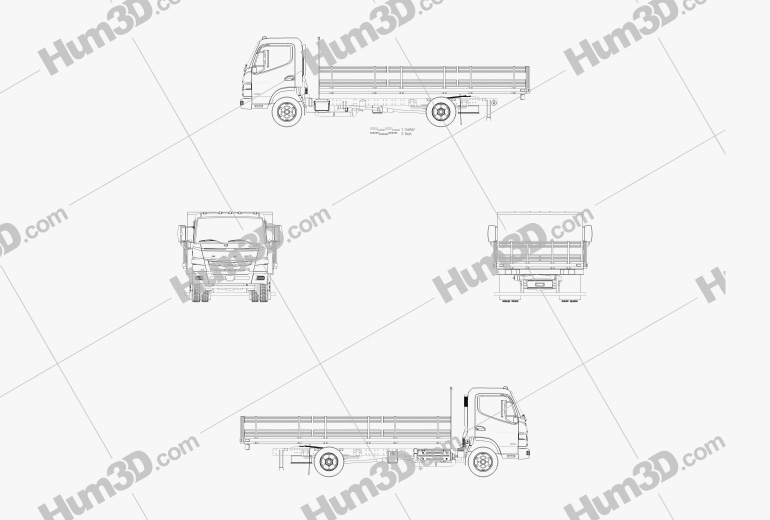 Mitsubishi Fuso Flatbed Truck 2016 Blueprint