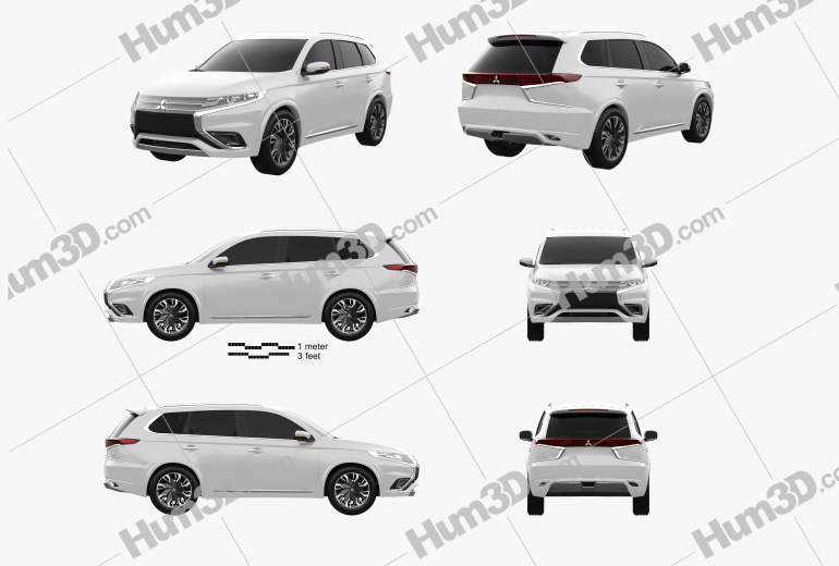 Mitsubishi Outlander PHEV S Concept 2017 Blueprint Template