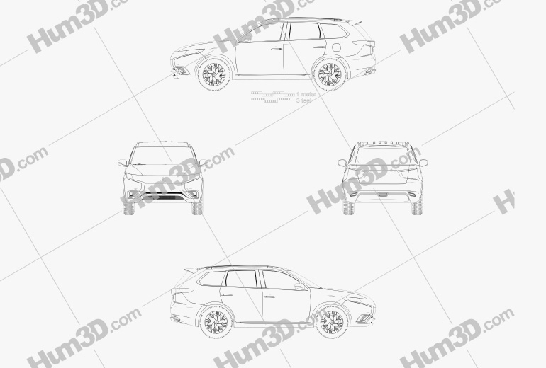Mitsubishi Outlander PHEV S Concept 2017 Blueprint