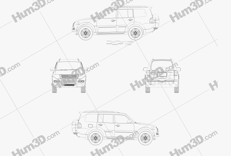 Mitsubishi Pajero (Montero) Wagon 2017 Blueprint