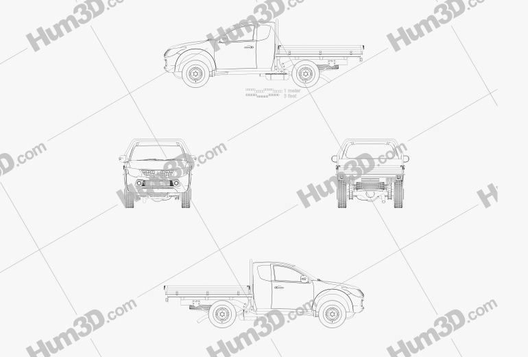 Mitsubishi Triton Club Cab Alloy Tray 2018 Креслення