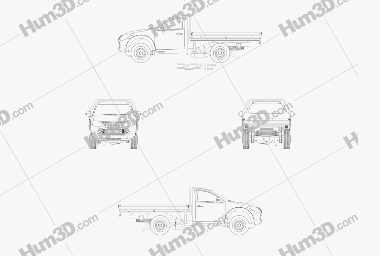 Mitsubishi Triton Cabina Singola Alloy Tray 2018 Blueprint
