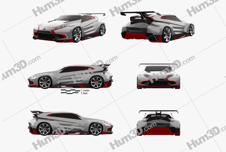 Mitsubishi XR-PHEV Evolution Vision Gran Turismo 2016 Blueprint Template