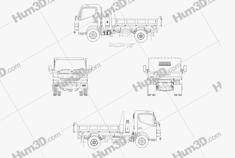Mitsubishi Fuso Canter Tipper Truck 2015 Blueprint