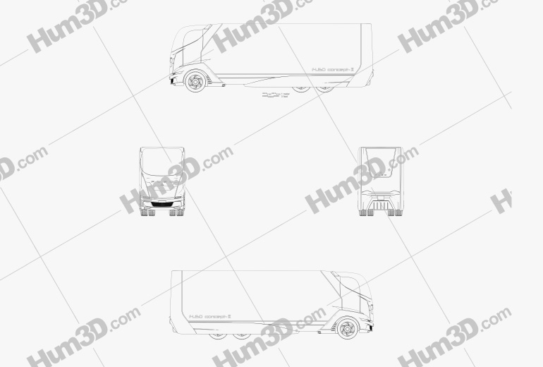 Mitsubishi Fuso Konzept II Truck 2013 Blueprint