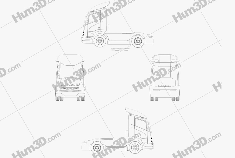 Mitsubishi Fuso Tractor Truck 2005 Blueprint