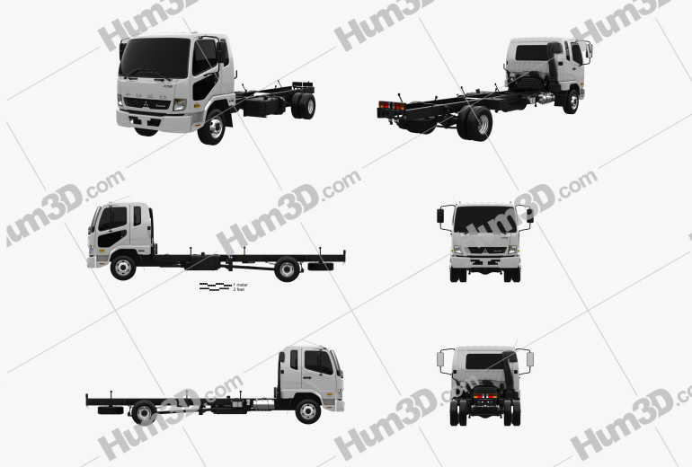 Mitsubishi Fuso Fighter (1024) Chassis Truck 2017 Blueprint Template