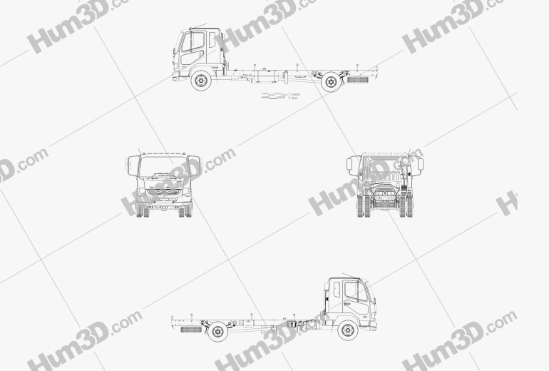 Mitsubishi Fuso Fighter (1024) Chassis Truck 2017 Blueprint