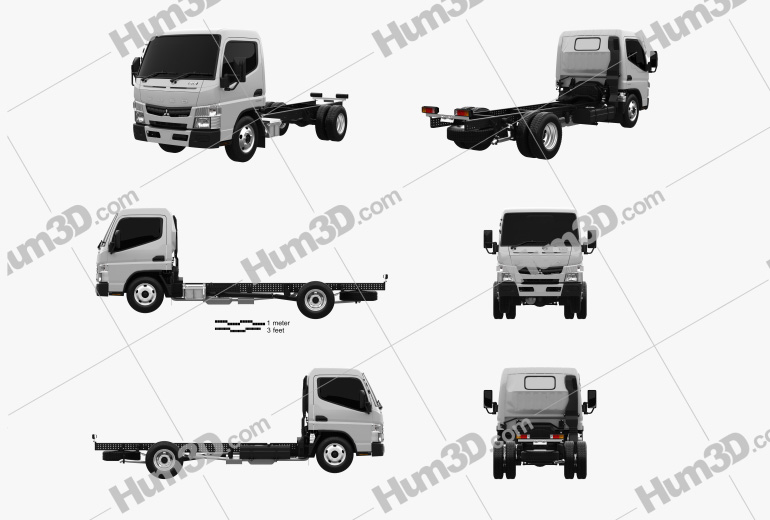 Mitsubishi Fuso Canter 515 Superlow City Cab Chassis Truck 2019 Blueprint Template