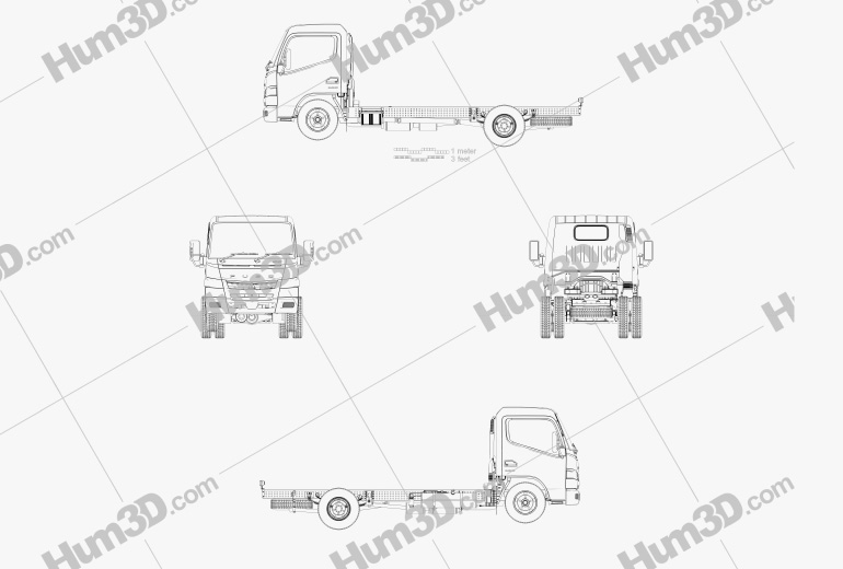 Mitsubishi Fuso Canter 515 Superlow City Cab Chassis Truck 2019 Blueprint