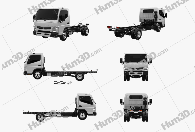 Mitsubishi Fuso Canter 515 Wide Single Cab Chassis Truck 2019 Blueprint Template