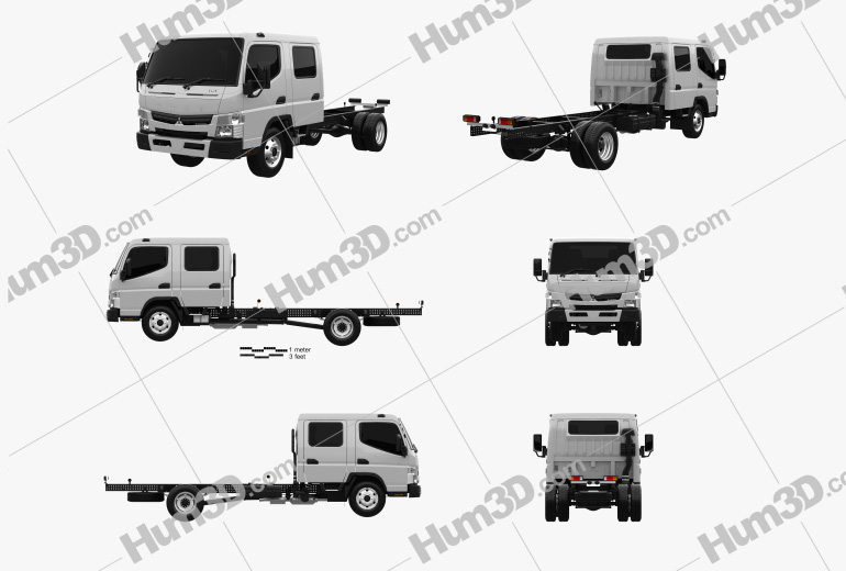 Mitsubishi Fuso Canter 815 Wide Crew Cab Chassis Truck 2019 Blueprint Template