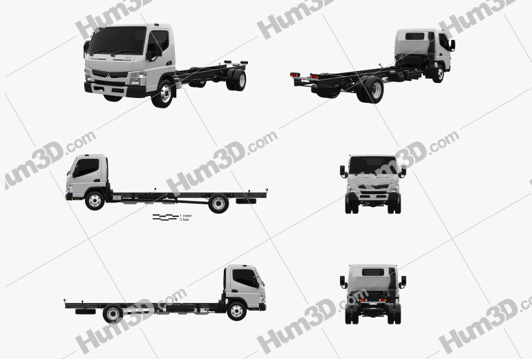 Mitsubishi Fuso Canter 918 Wide Single Cab Chassis Truck 2019 Blueprint Template