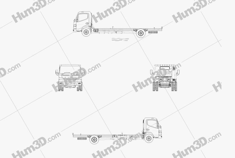 Mitsubishi Fuso Canter 918 Wide Single Cab Chassis Truck 2019 Blueprint