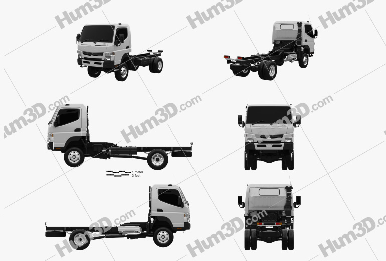 Mitsubishi Fuso Canter FG Wide Single Cab Chassis Truck 2019 Blueprint Template