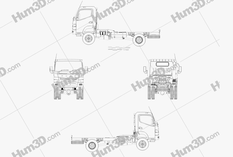 Mitsubishi Fuso Canter FG Wide Cabine Simple Camion Châssis 2019 Blueprint