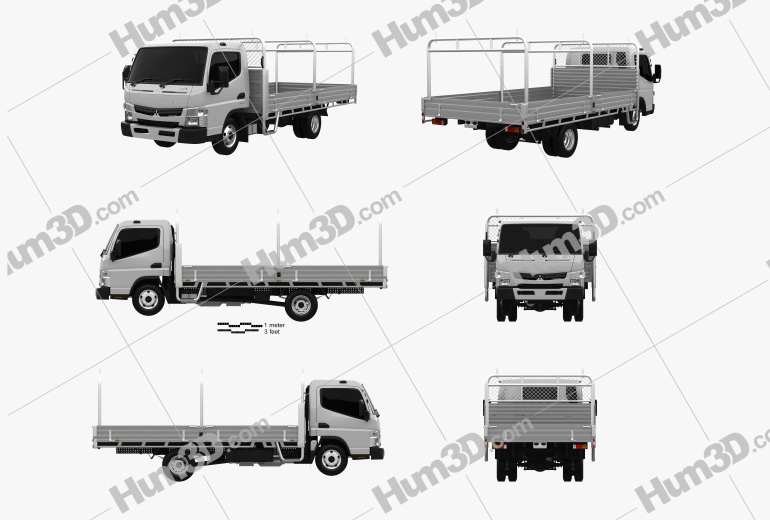 Mitsubishi Fuso Canter 515 Wide Single Cab Alloy Tray Truck 2019 Blueprint Template