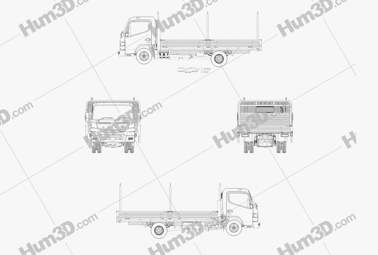 Mitsubishi Fuso Canter 515 Wide Single Cab Alloy Tray Truck 2019 도면