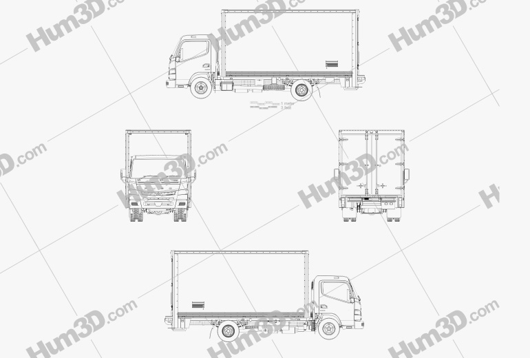 Mitsubishi Fuso Canter 515 Wide Single Cab Pantech Truck 2019 도면