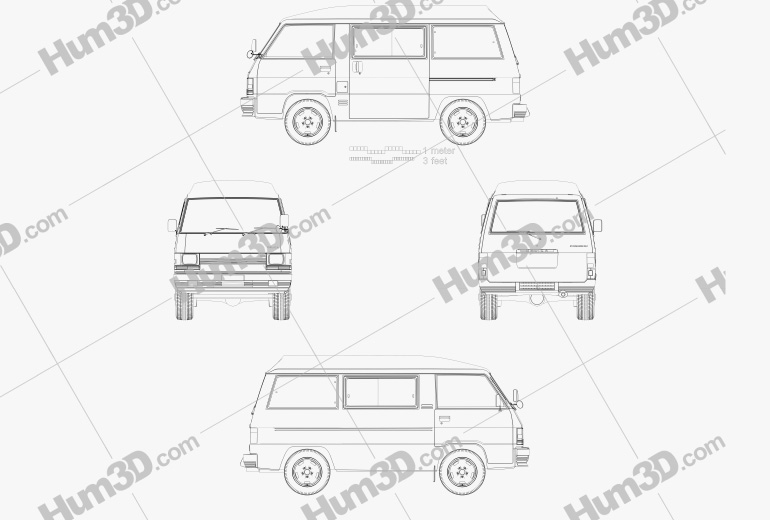 Mitsubishi Delica Star Wagon 4WD GLX 1982 도면
