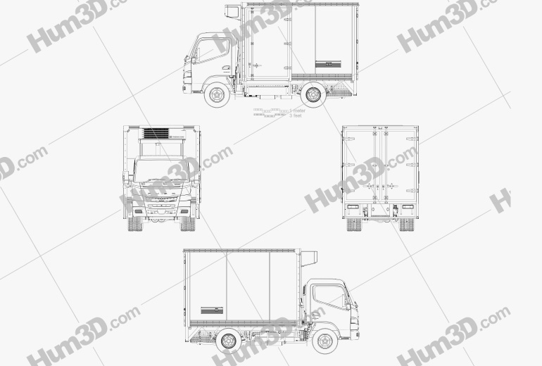 Mitsubishi Fuso Canter City Cab 냉장고 트럭 2020 도면