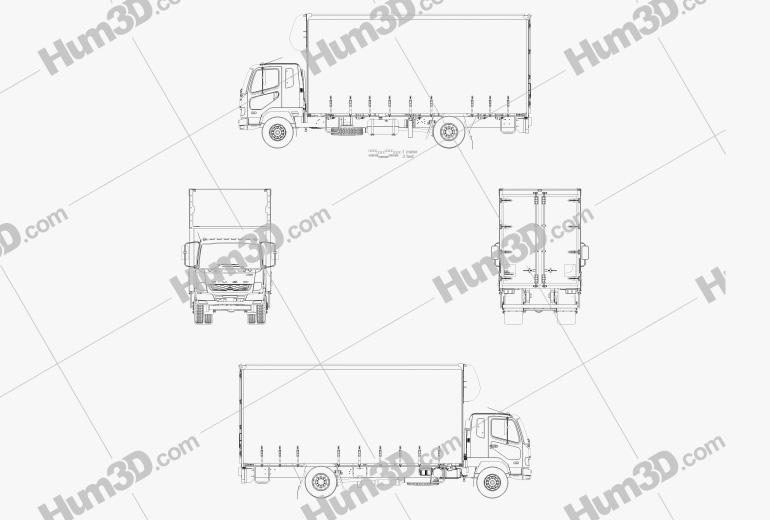 Mitsubishi Fuso Fighter Curtainsider 10 Pallet Truck 2020 ブループリント