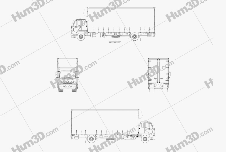 Mitsubishi Fuso Fighter Curtainsider 12 Pallet Truck 2020 Чертеж