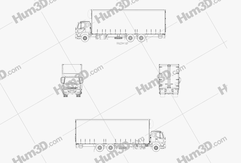 Mitsubishi Fuso Fighter Curtainsider 14 Pallet Truck 2020 ブループリント