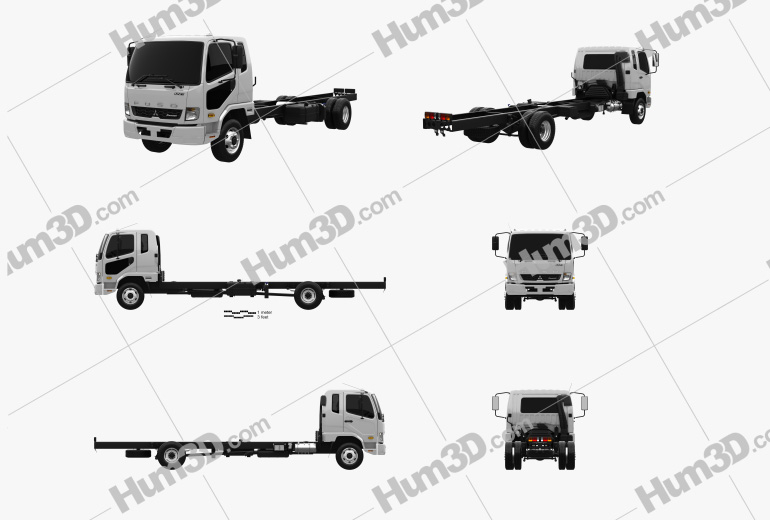 Mitsubishi Fuso Fighter (1227) Chassis Truck 2017 Blueprint Template