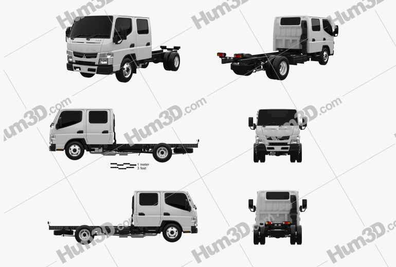 Mitsubishi Fuso Canter (515) City Crew Cab Chassis Truck 2019 Blueprint Template